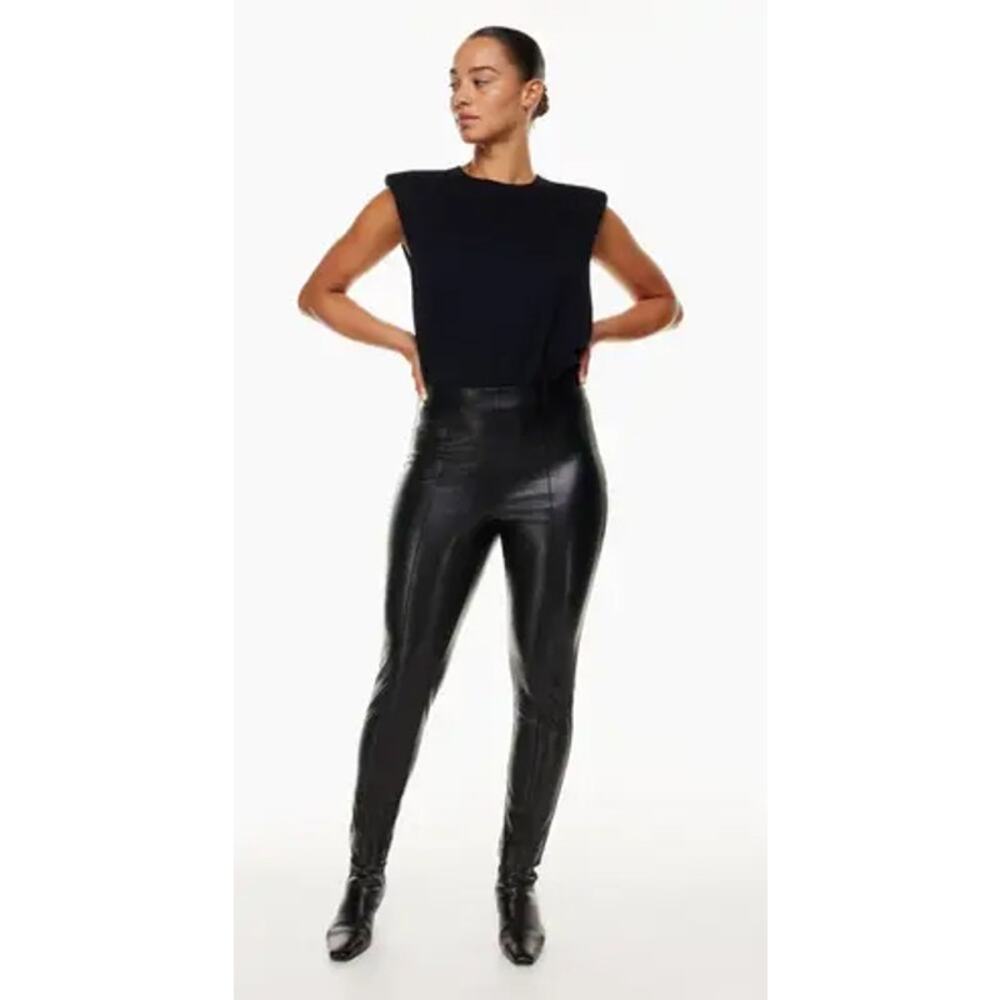 Aritzia Babaton Women's Frida Black High Waisted Vegan Leather Pleather Pants 12